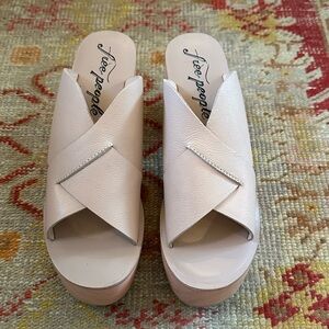 Free People Cream Platform Slide Sandals
